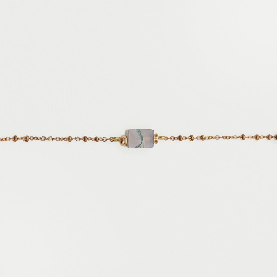 砖形珠链手链 - Brick Jade ' Bead Chain Bracelet - 手链/手环 - 宝石 金色