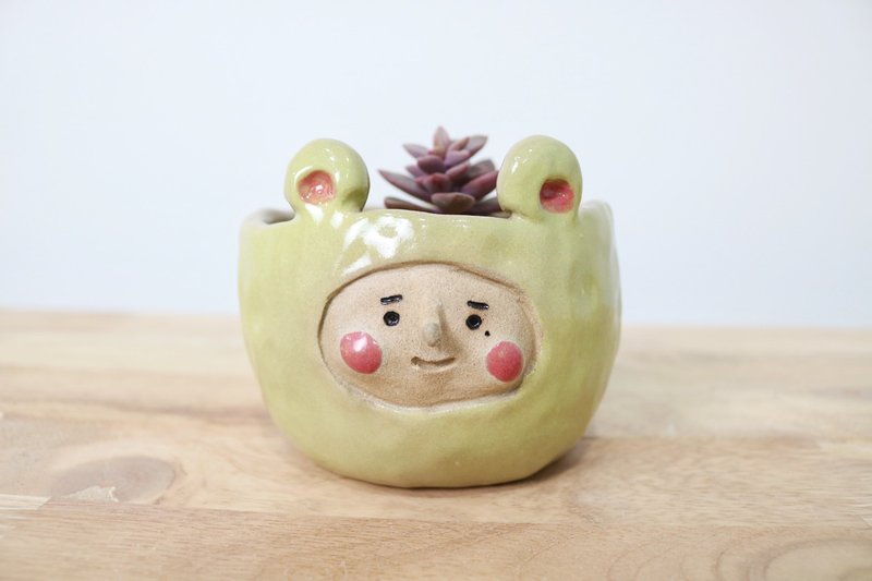 阿囡小熊盆栽 - 花瓶/陶器 - 陶 黄色