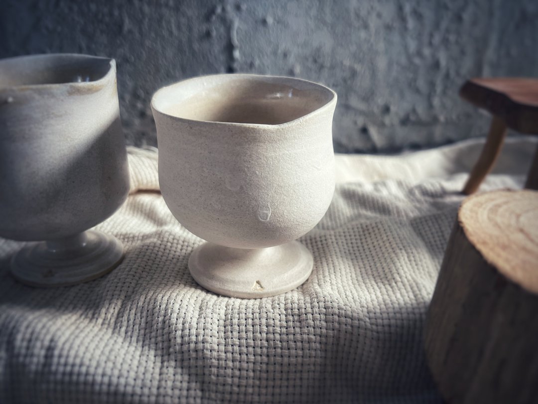野兽高脚杯・茶杯・咖啡杯・酒杯 - 鲜奶油系列 No 5 - 茶具/茶杯 - 陶 白色