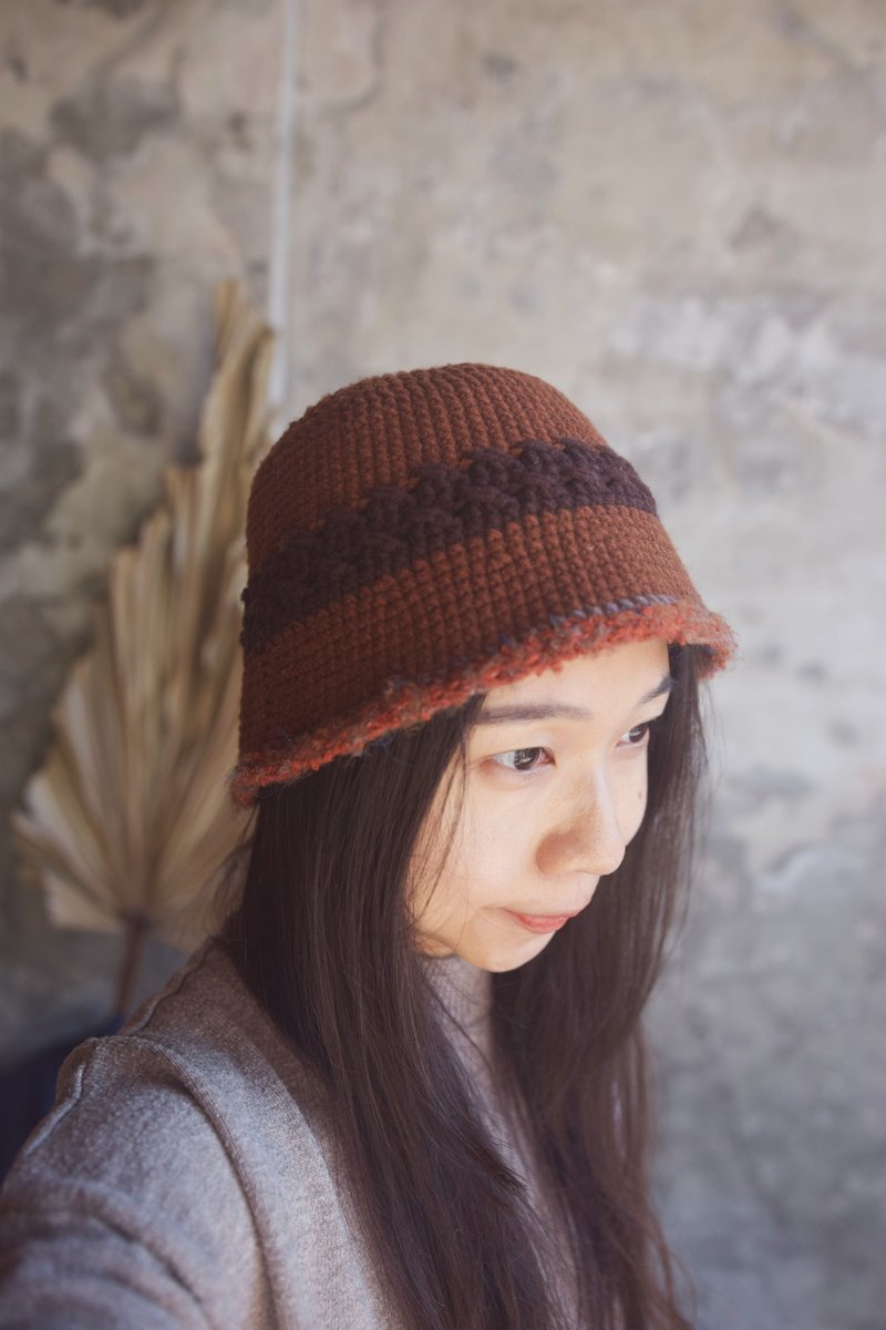 手工编织毛帽 • 红棕 |手作|毛线|钩针| 其他尺寸可订制 - 帽子 - 其他材质 咖啡色