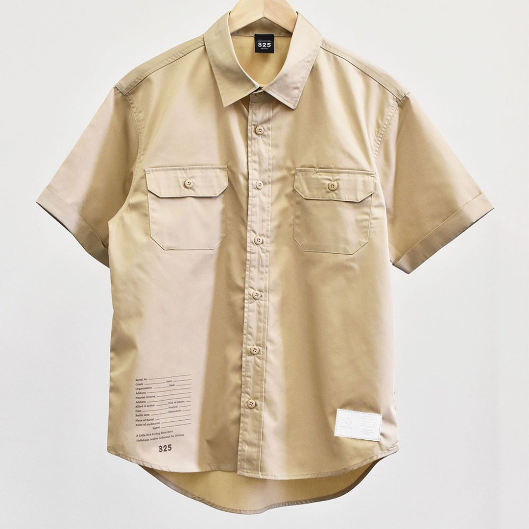 Front hem Personal effects work shirt [Beige] TA012 - 女装衬衫 - 棉 咖啡色