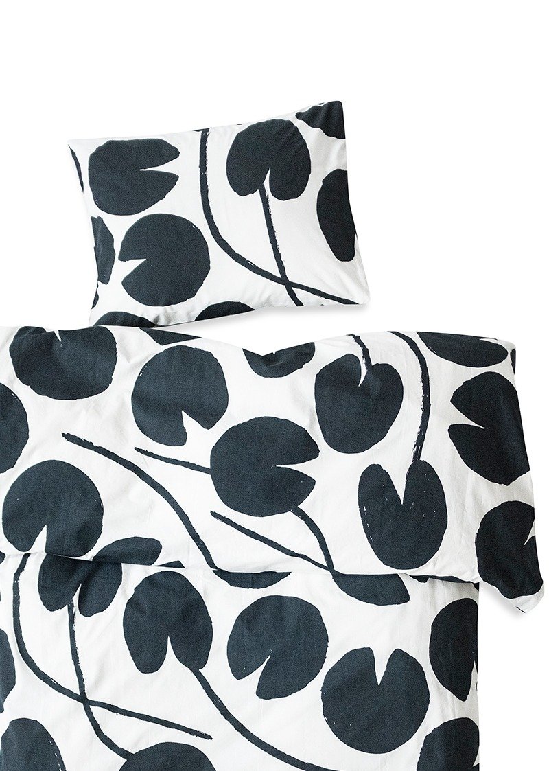 有机棉被套枕套两件组 – WATER LILIES BED SET, Night Blue - 寝具 - 棉．麻 蓝色
