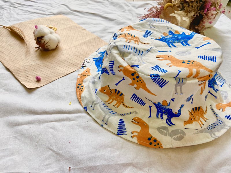 手作渔夫帽 双面渔夫帽 恐龙世纪 / 蝴蝶花 / 横条纹 - 婴儿帽/发带 - 棉．麻 