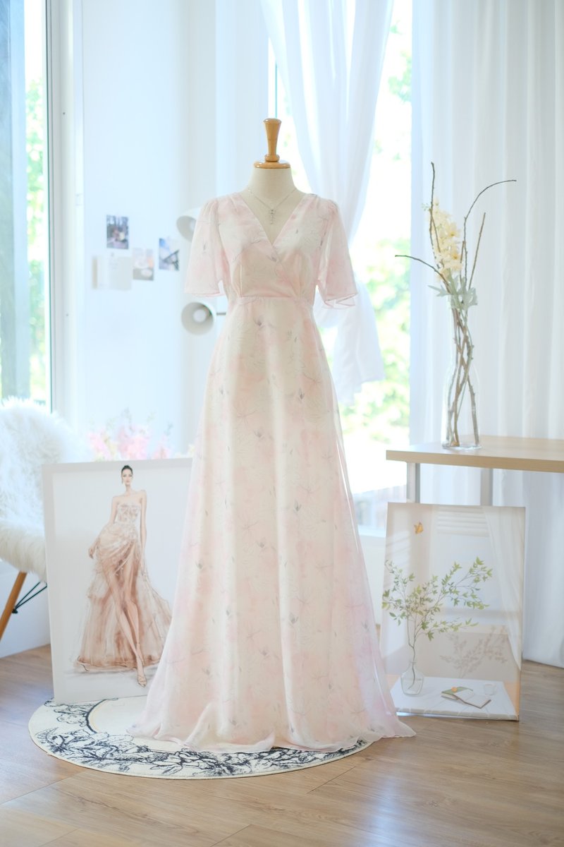 长洋装 浅粉色 露背设计 晚宴洋装 海边度假洋装 - 晚装/礼服 - 聚酯纤维 粉红色