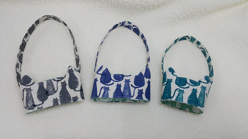 剪影 猫耳朵带着走环保饮料杯套提袋/双面可用 - 随行杯提袋/水壶袋 - 棉．麻 多色