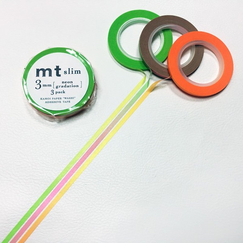 mt 和纸胶带 Slim系列【霓虹渐层 3mm 3入组 (MTSLIMS08)】 - 纸胶带 - 纸 多色