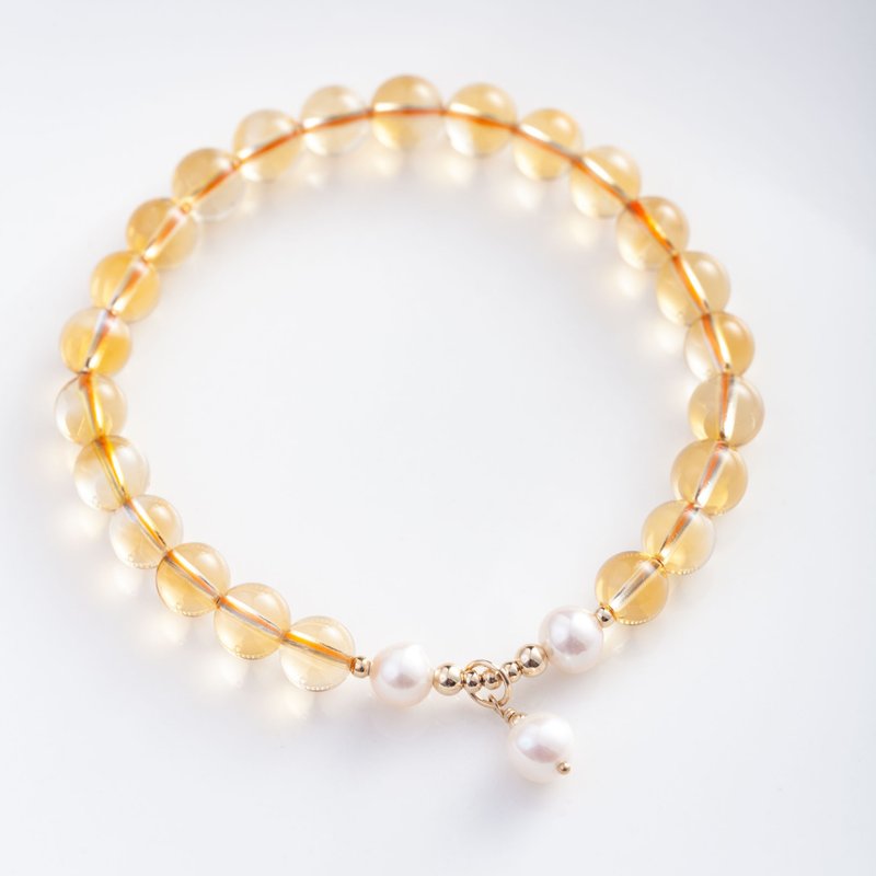 黄水晶天然淡水珍珠单圈手链 - 手链/手环 - 宝石 多色