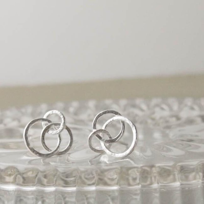 circle stud earrings silver [FP227] - 耳环/耳夹 - 其他金属 银色