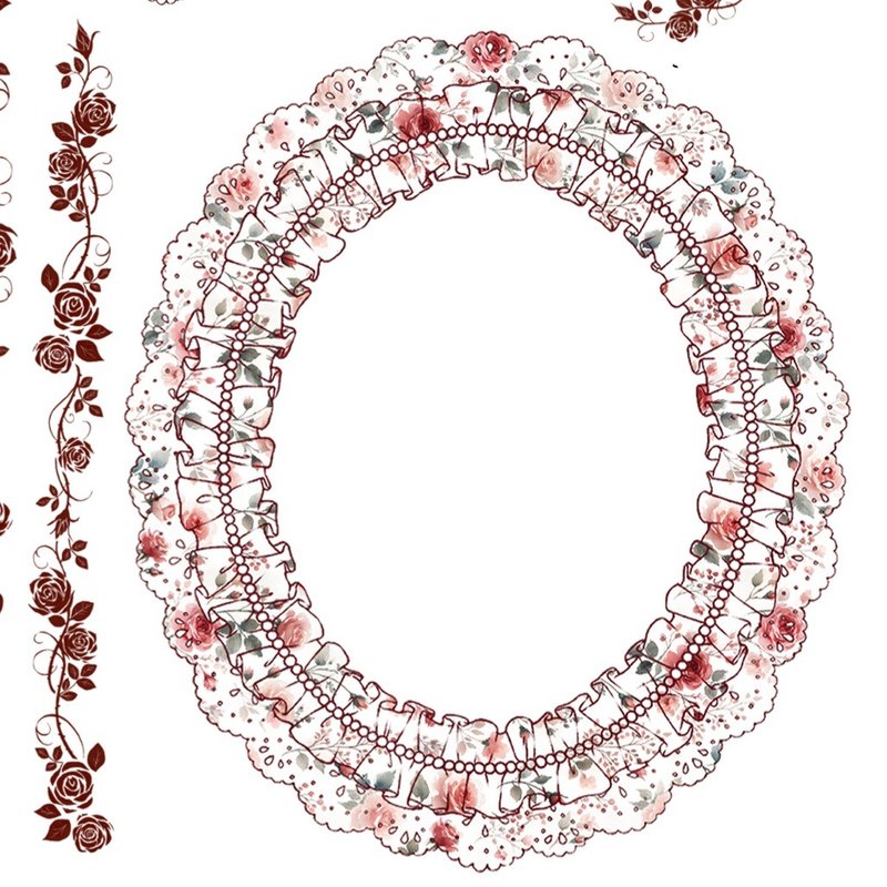 浪漫玫瑰花边纸造型贴纸 - 贴纸 - 纸 白色