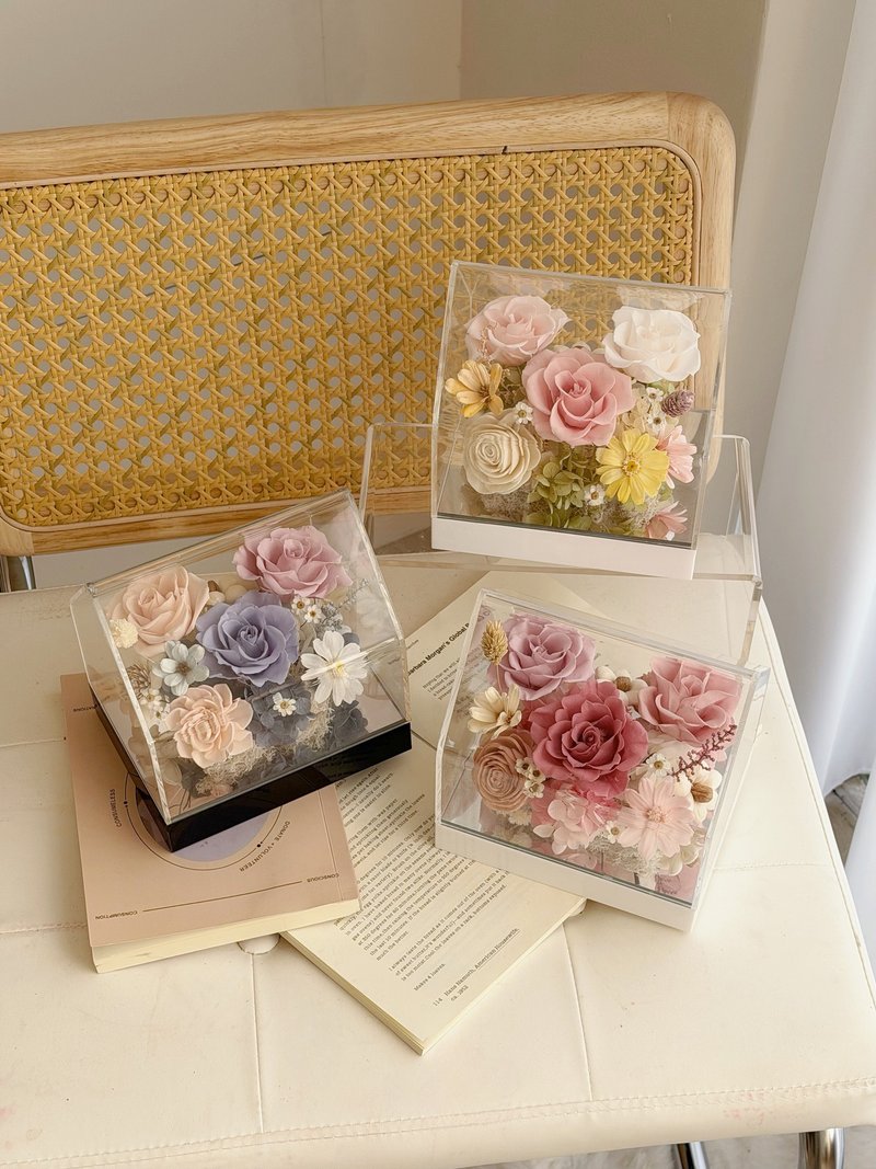 永生花玫瑰花屋 母亲节礼物 桌花摆饰 生日礼物 乔迁礼物 情人节 - 干燥花/捧花 - 植物．花 粉红色