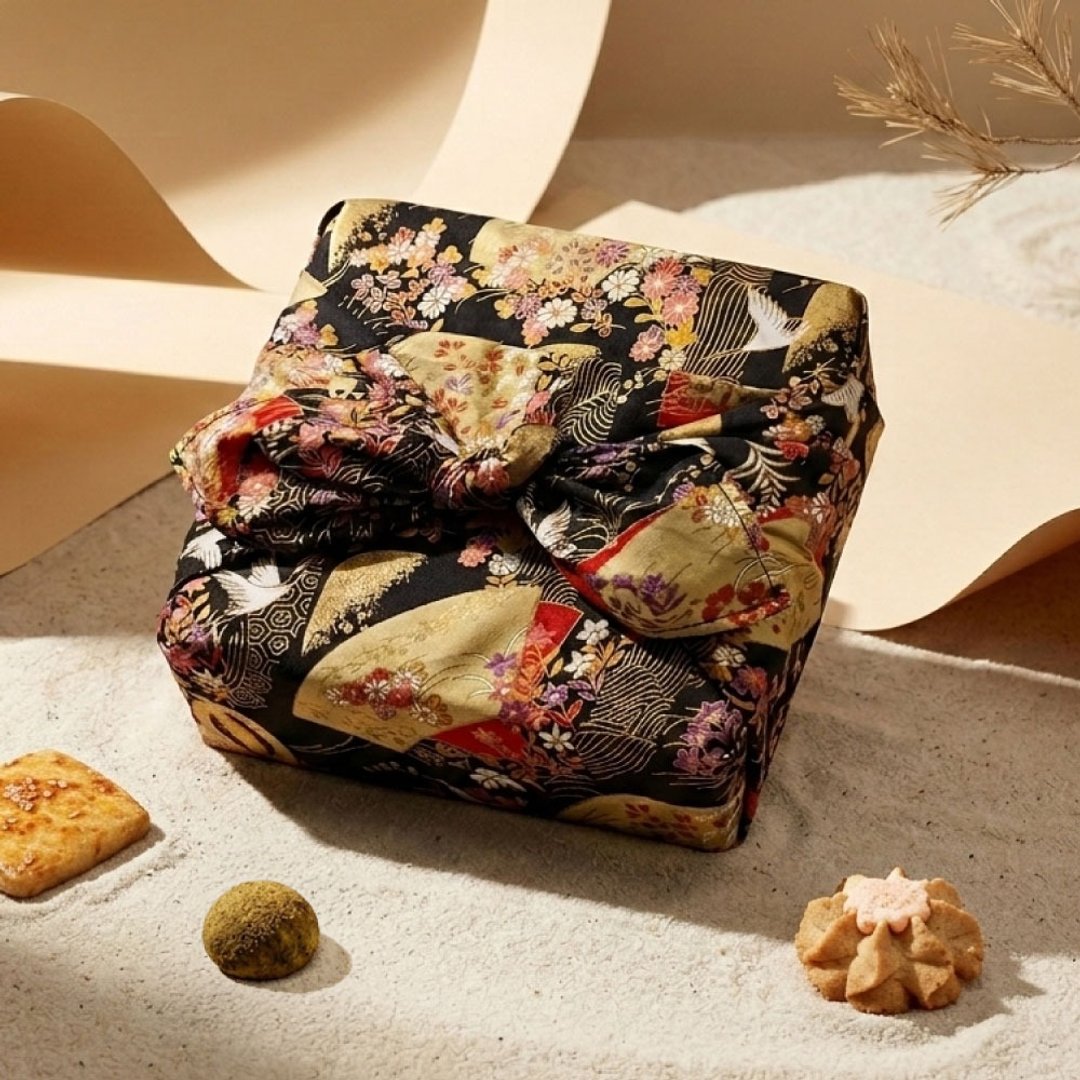 【中秋礼盒预购】夜鹤影－塩味烧菓子风吕敷铁盒 - 手工饼干 - 新鲜食材 