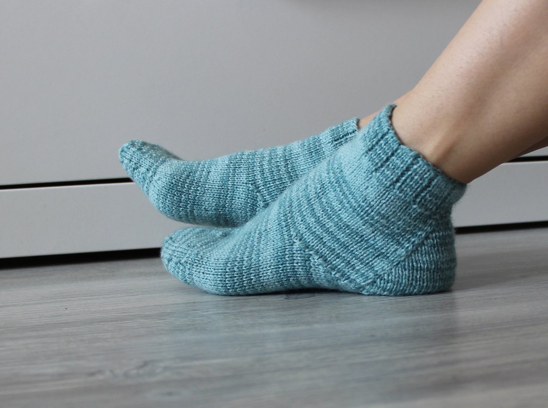 Ankle socks. Hand knitted merino wool socks - 袜子 - 羊毛 蓝色