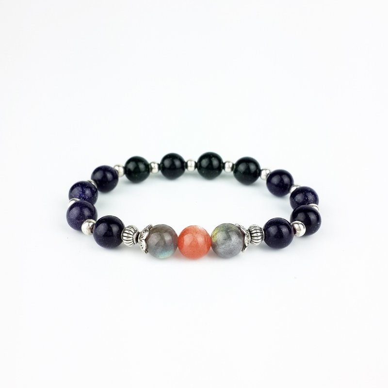 | 夜空系列 | 蓝砂石 绿砂石 太阳石 灰月光石 (藏银 x 手环 x 手链 x 手工制作 x 定制化。) - 手链/手环 - 宝石 多色