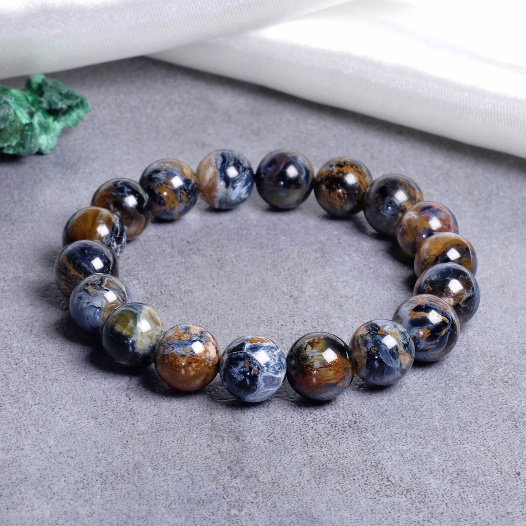 #193 一图一物/11.5mm纳米比亚彼得石 火彩明显 事业水晶 手链 - 手链/手环 - 水晶 蓝色