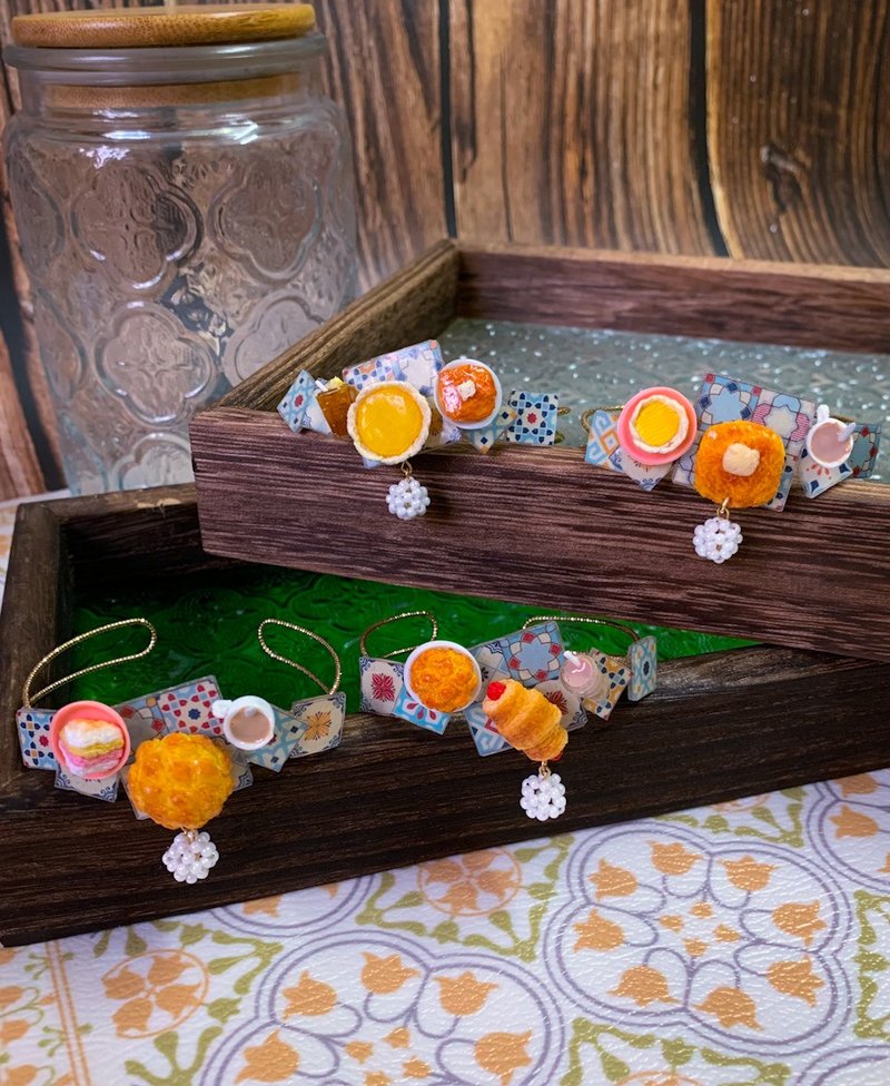 (茶餐厅) 细工布花 手镯(可微调节) 怀旧 港式 - 手链/手环 - 其他人造纤维 多色