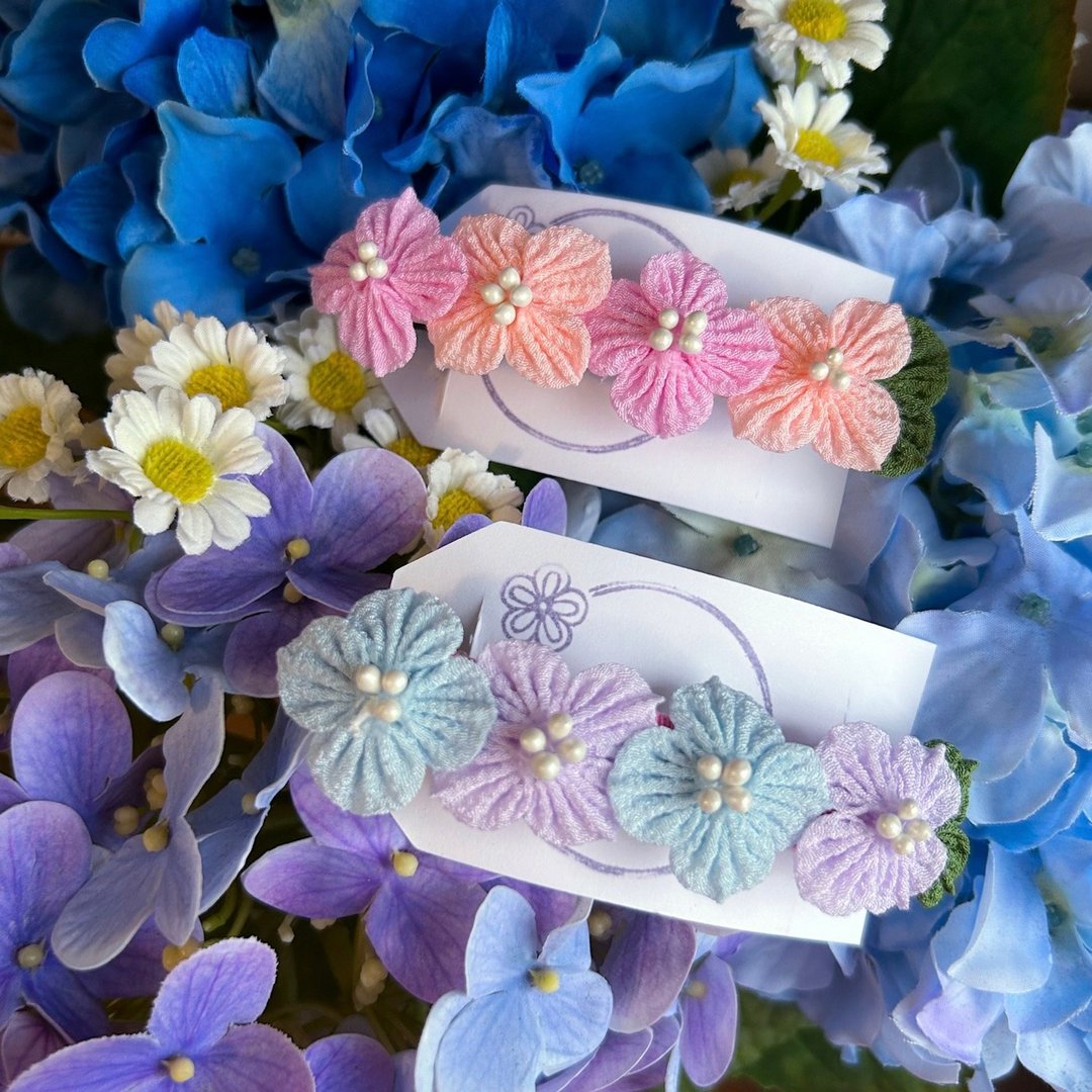 细工布花 绣球花和风布花 弹簧发夹 - 发饰 - 其他人造纤维 多色