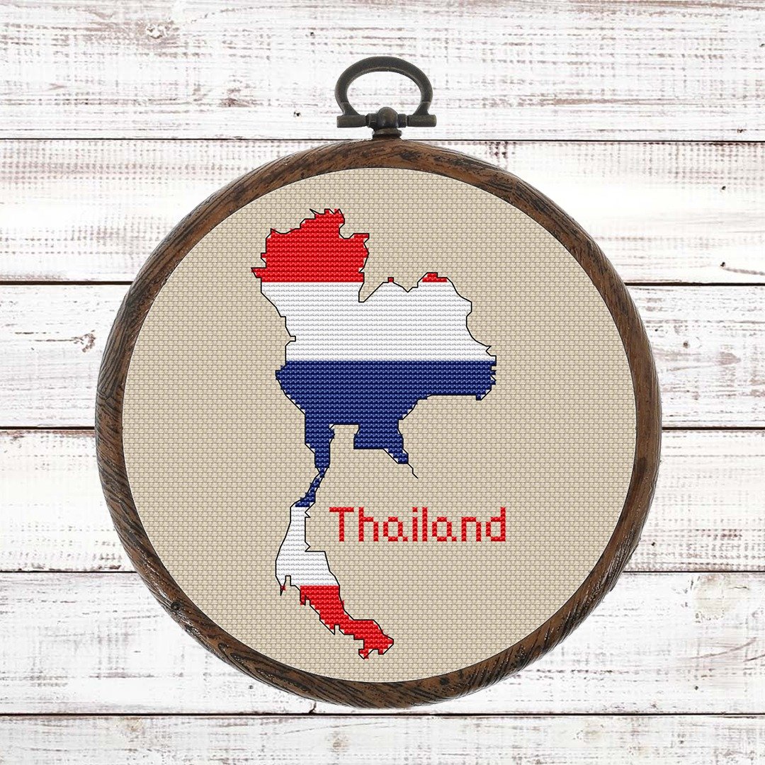 泰国地图十字绣图案现代，泰国国旗 Xstitch 图表 PDF - 手工艺教程/工具书 - 其他材质 