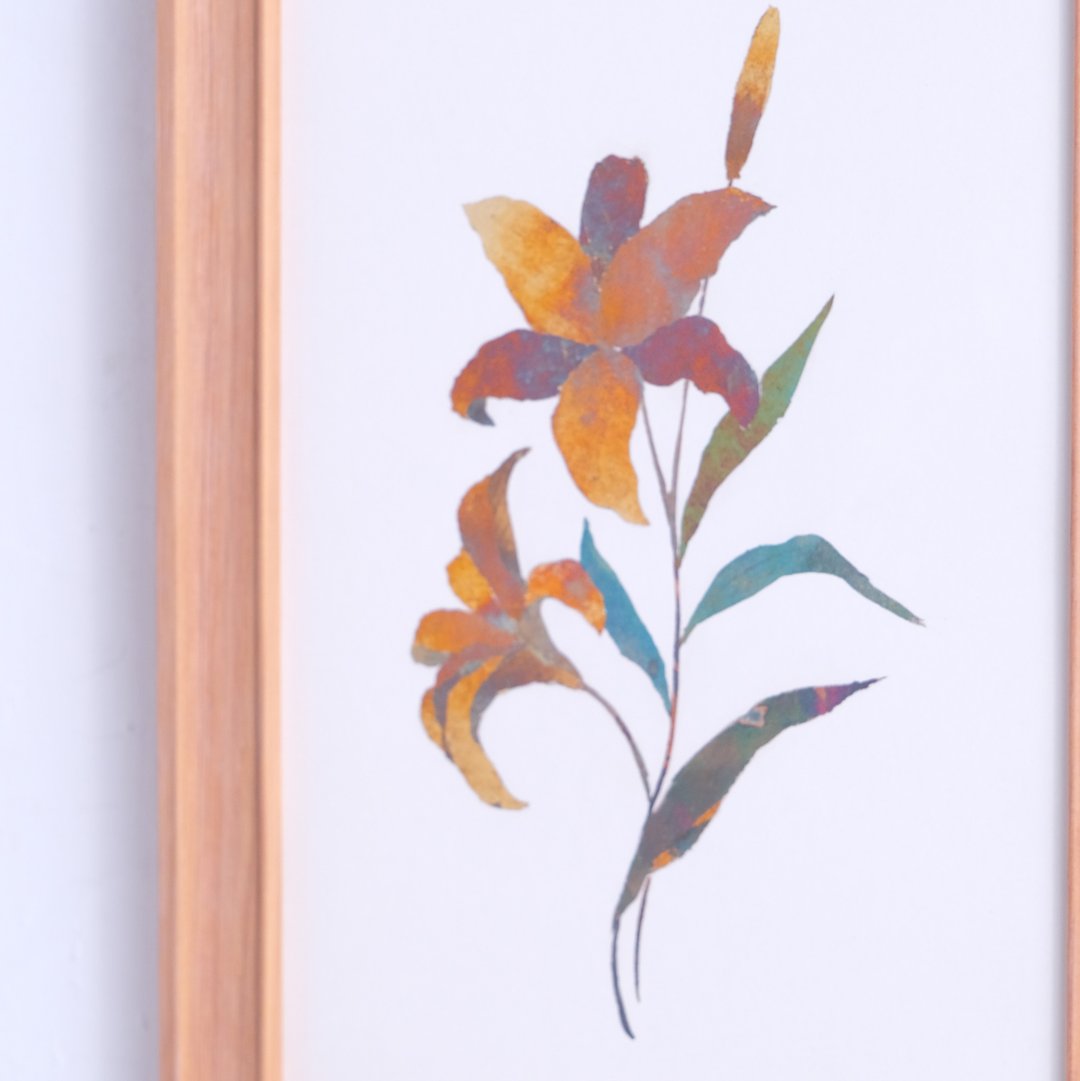 烧箔植物画 百合 #4 - 摆饰 - 铜/黄铜 