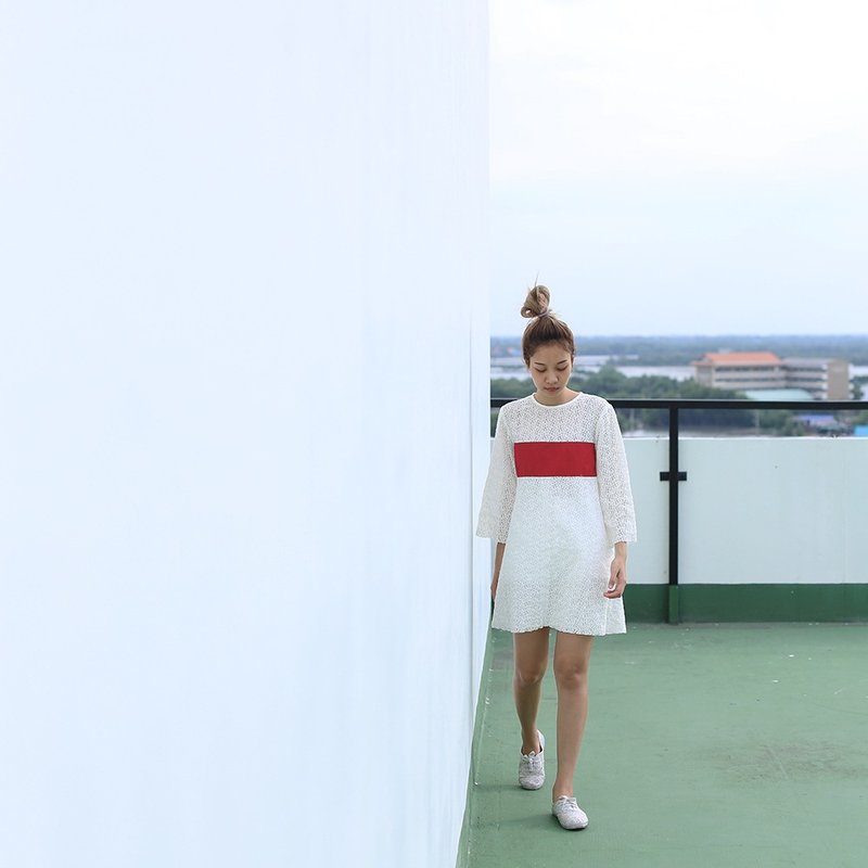 凯赛琳的蕾丝花朵洋装 (Catherine Flower Girl) - 洋装/连衣裙 - 其他材质 白色