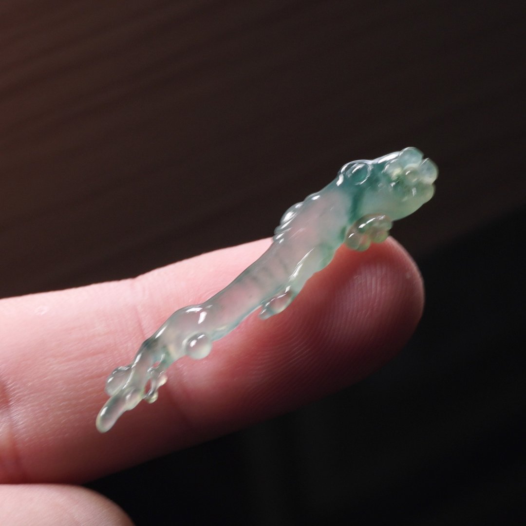 玻璃种飘蓝花翡翠梅花 | 裸石 | 天然缅甸玉A货翡翠 | 送礼 - 项链 - 玉石 透明