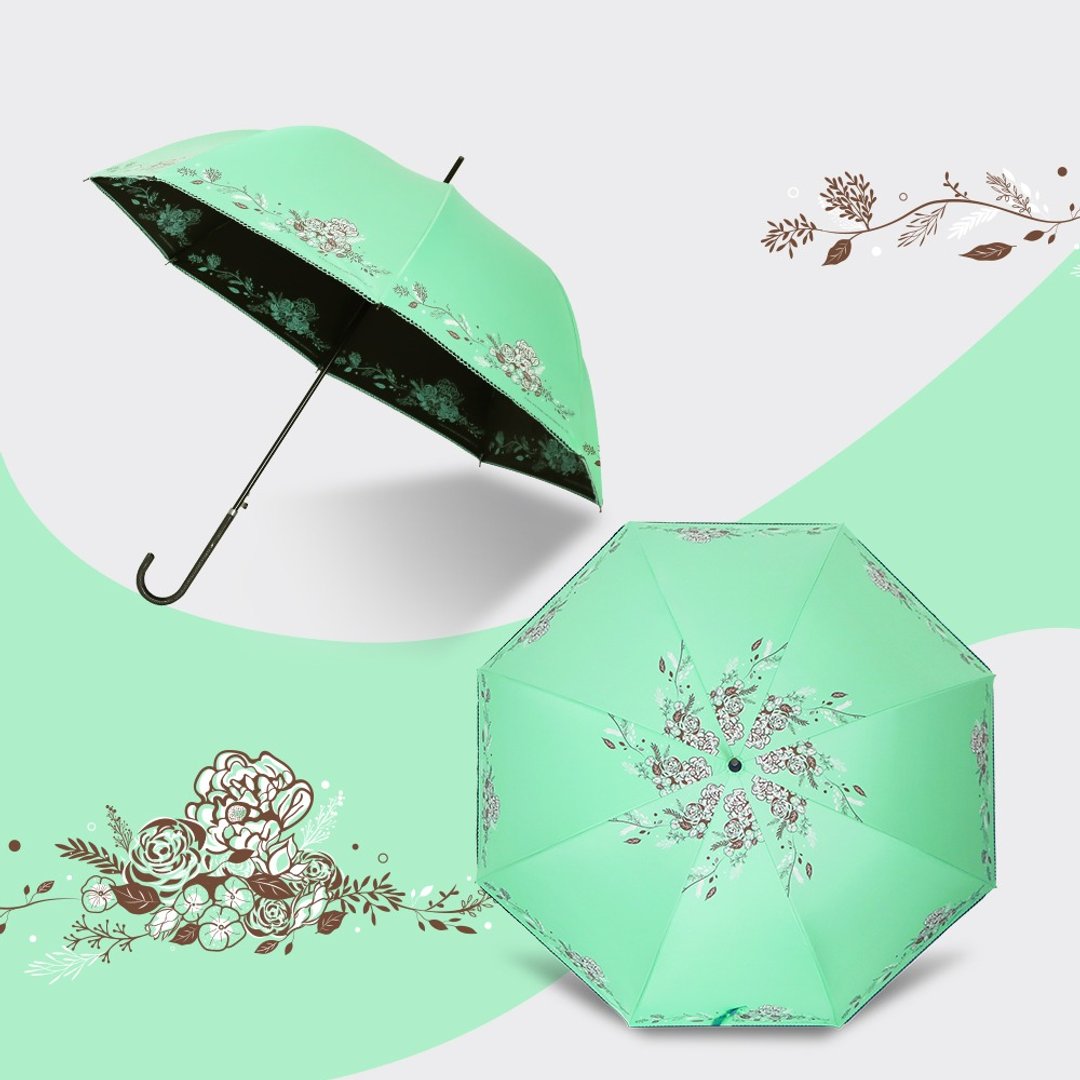 双龙小香风黑胶宫廷伞阳伞防晒自动直立伞雨伞(蒂芬绿) - 雨伞/雨衣 - 防水材质 绿色