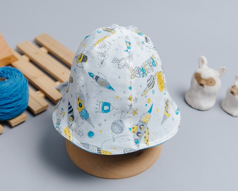 双面渔夫帽 自然11-纱 婴儿 宝宝 帽 透气 登山 防晒 - 婴儿帽/发带 - 棉．麻 多色