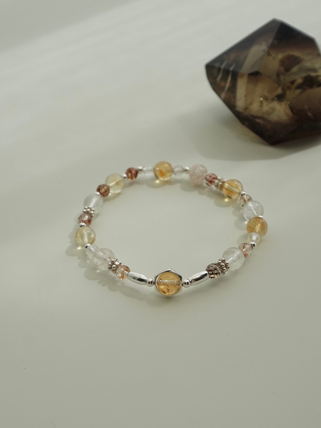 amber dawn/黄水晶 黑铜钛晶 雪花幽灵 白水晶/水晶手链 定制化 - 手链/手环 - 水晶 黄色