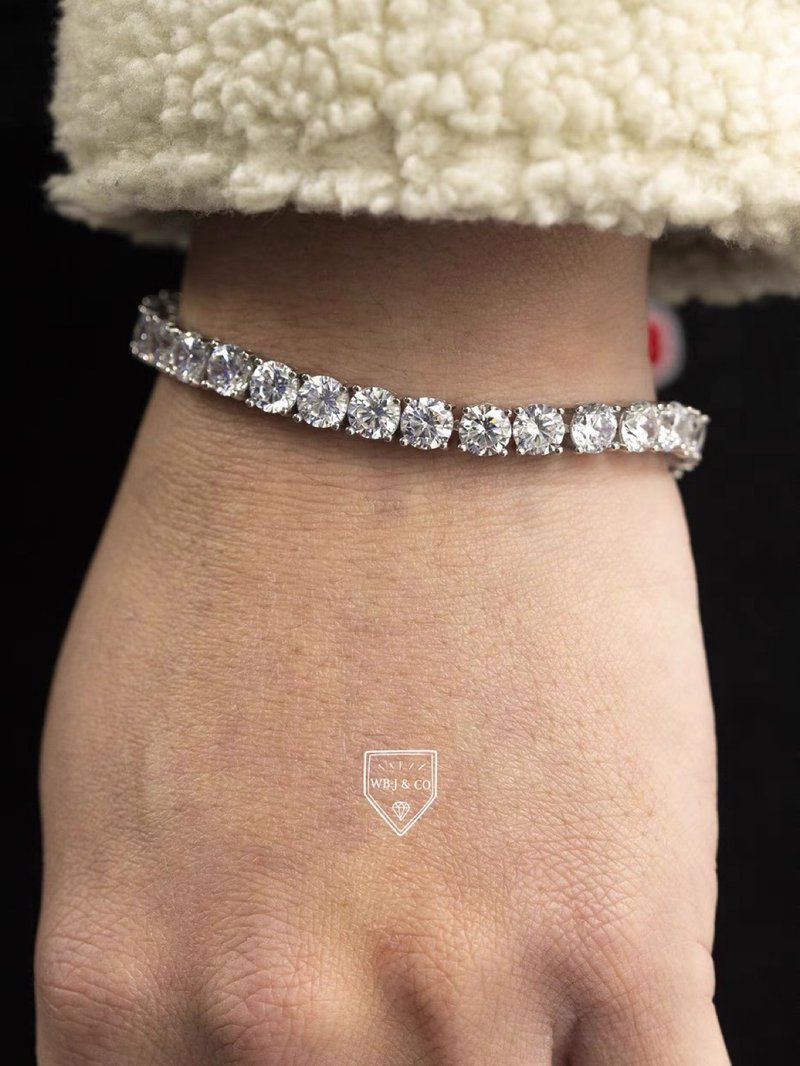 Wbj 6mm网球手链 满钻手链 手环 - 手链/手环 - 宝石 银色