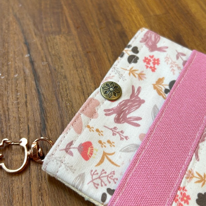 医师护理专用笔袋/多功能口袋收纳/领结粉语兔款 - 铅笔盒/笔袋 - 棉．麻 粉红色