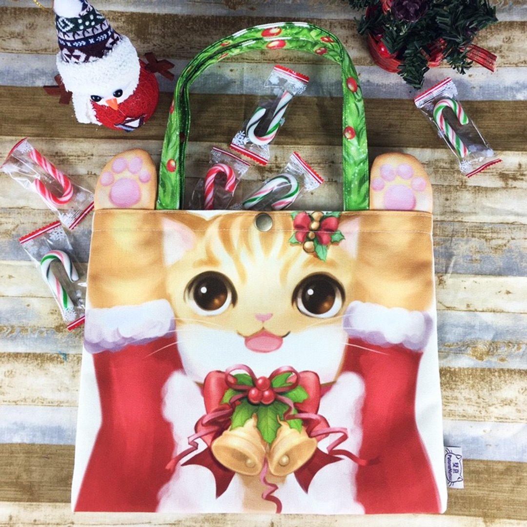 虎斑猫、柴犬 圣诞猫 麋鹿柴 圣诞小提袋(圣诞节限定款) - 手提包/手提袋 - 聚酯纤维 