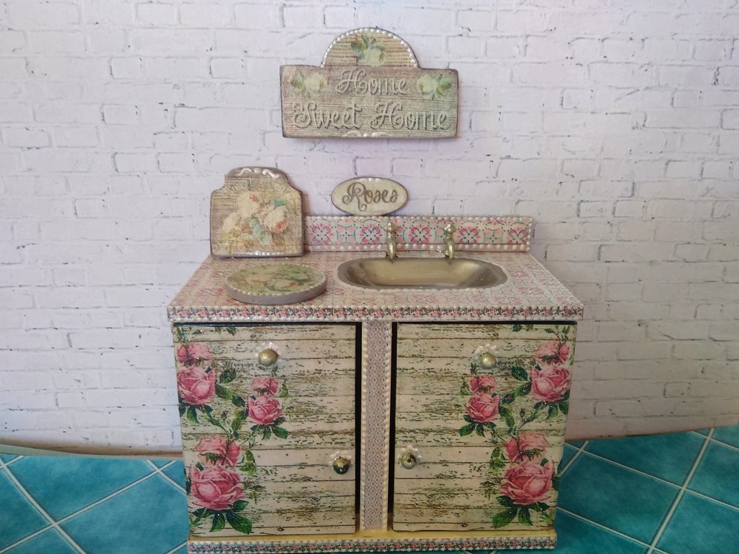 1:12 scale.Sink for doll kitchen. Dollhouse miniature. - 玩偶/公仔 - 其他材质 