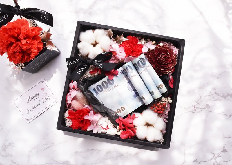 玫瑰康乃馨花礼盒   干燥花 不凋花 情人节 七夕 生日礼物教师节 - 干燥花/捧花 - 植物．花 红色