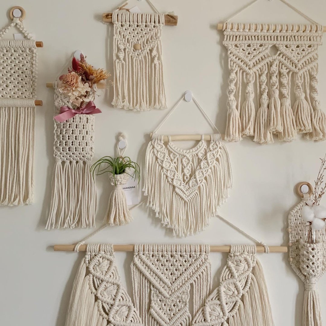Macrame  编织 收纳袋 小型 吊饰 - 摆饰 - 棉．麻 