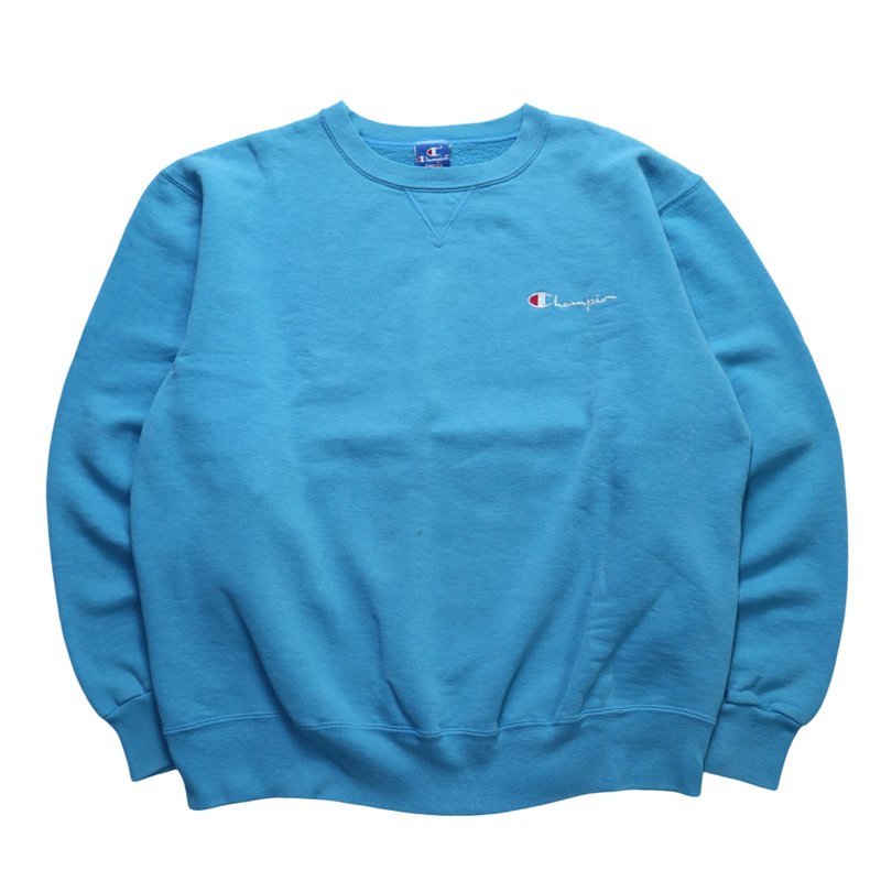 90s Champion 美国制 水蓝色素面卫衣 大学tee - 中性连帽卫衣/T 恤 - 其他材质 蓝色