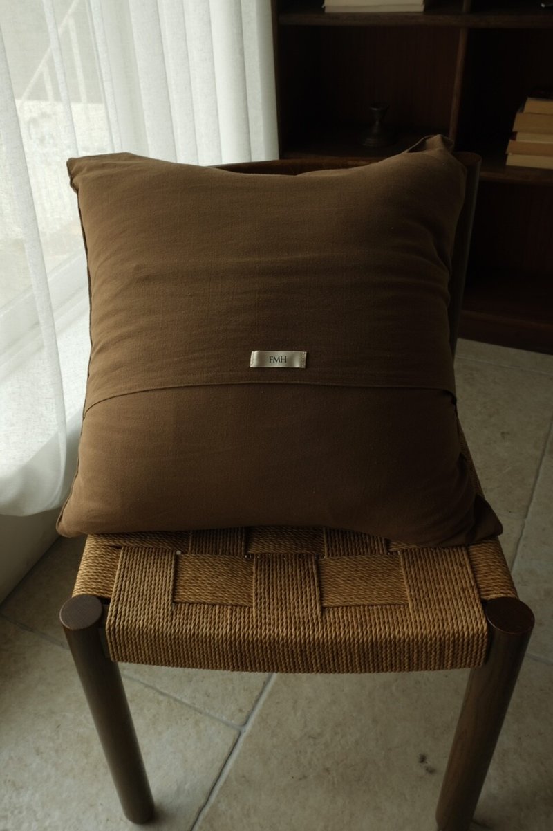 基础靠垫套 - 纱布+亚麻骆驼棕 - 枕头/抱枕 - 棉．麻 