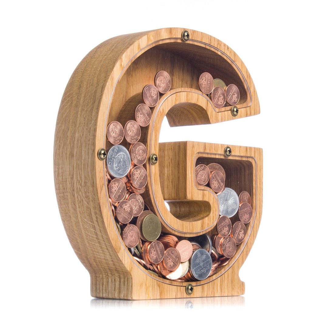Wooden nursery decor piggy bank LETTER First birthday gift Baby shower gift - 储蓄罐 - 木头 