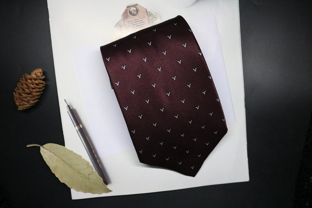 酒紅色復古100%桑蠶絲領帶時尚型男necktie - 领带/领带夹 - 丝．绢 多色