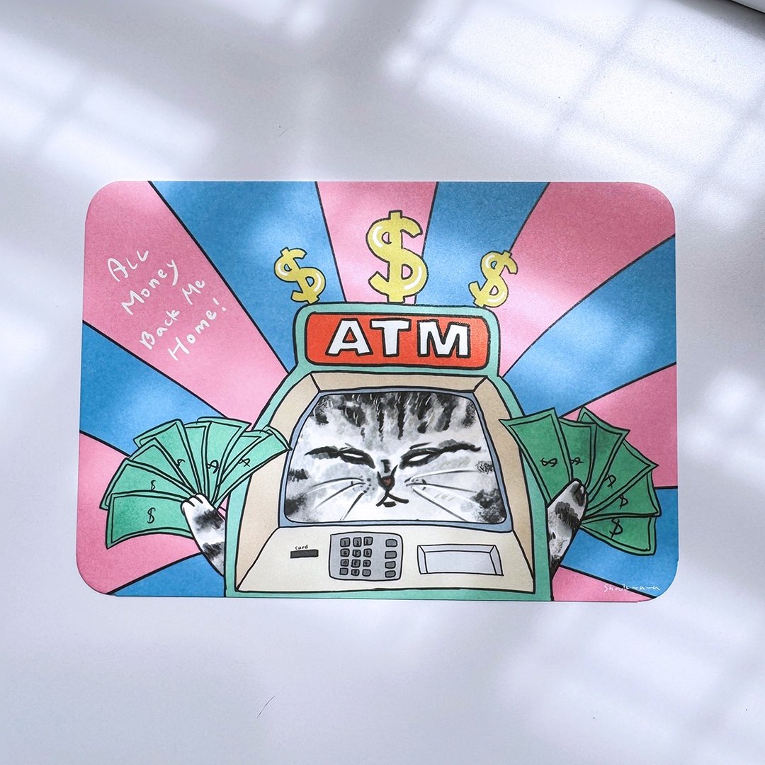 猫咪ATM 明信片 - 卡片/明信片 - 纸 多色