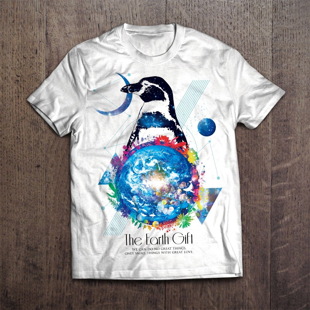Penguins Art T-shirt The Earth Gift - 女装 T 恤 - 棉 白色