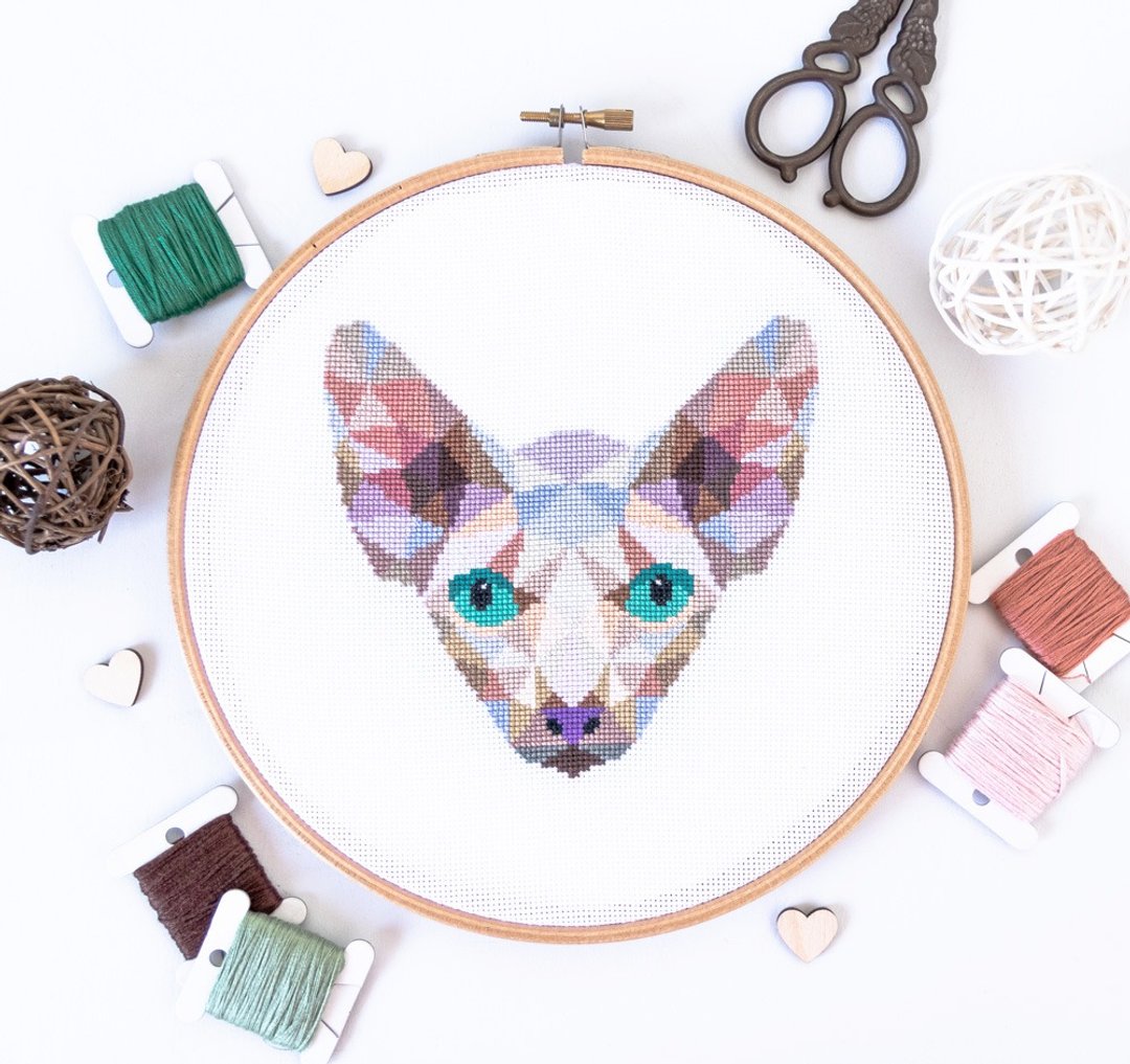 Sphynx Cat Cross Stitch PDF Pattern 十字繡 - 编织/刺绣/羊毛毡/裁缝 - 其他材质 