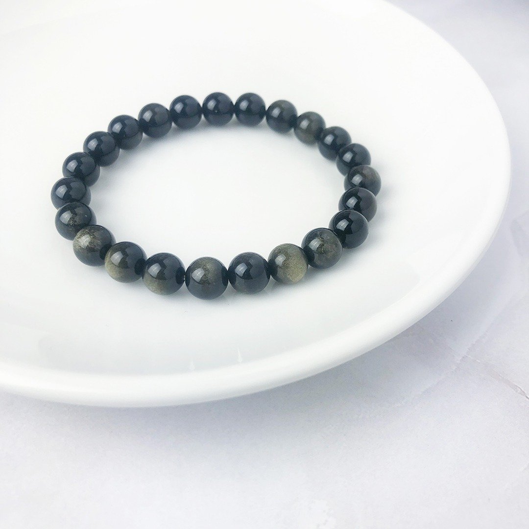 金曜石手环 // 8mm.10mm // 安心感 辟邪 聚财 - 手链/手环 - 玉石 黑色