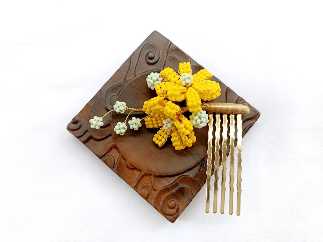 活力雏菊 黄色缉珠花发簪发饰饰品 - 其他 - 其他材质 黄色