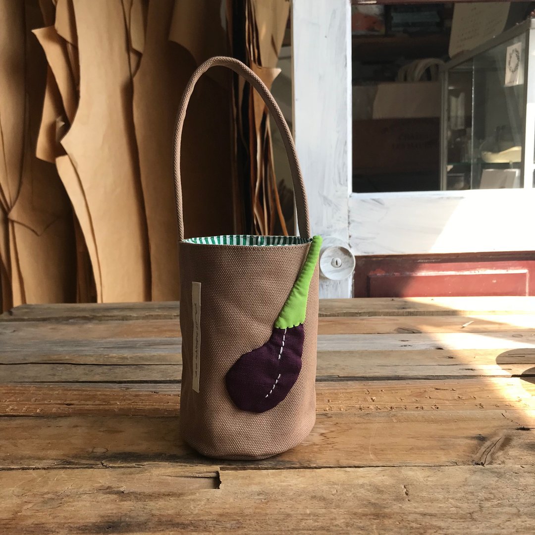 胖茄饮料袋/水壶袋/卡其底 - 手提包/手提袋 - 棉 紫色