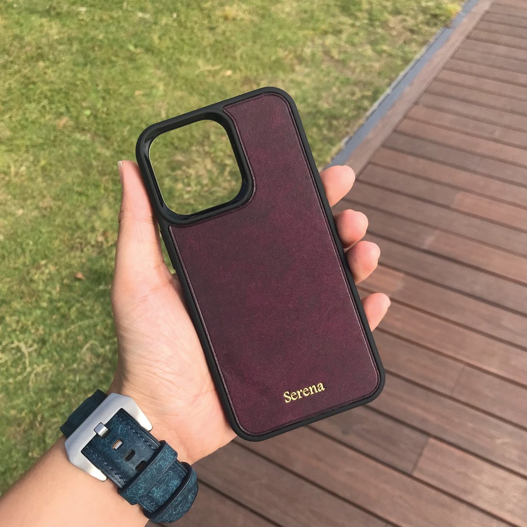 【iPhone 手机壳】紫色磨砂牛皮/防摔/多款型号/定制化印字 - 手机壳/手机套 - 真皮 紫色
