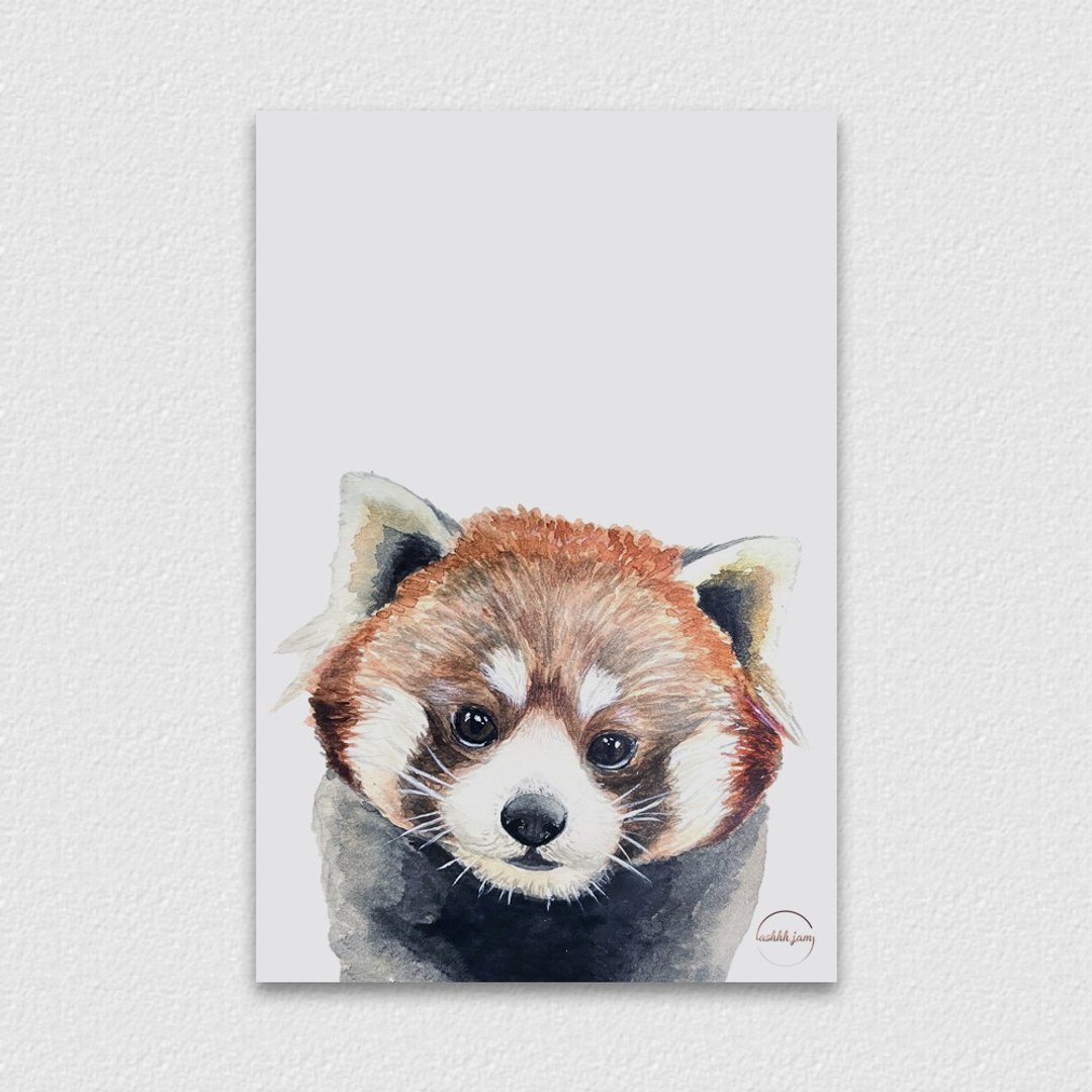 水彩插画动物明信片 - 小熊猫 - 卡片/明信片 - 纸 咖啡色