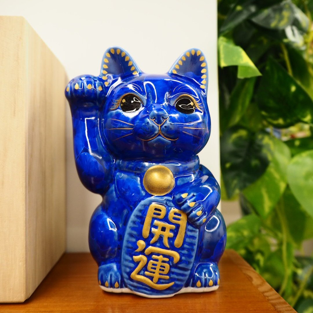 京烧 清水烧 | 花结晶 瑠璃 右 开运 - 摆饰 - 陶 