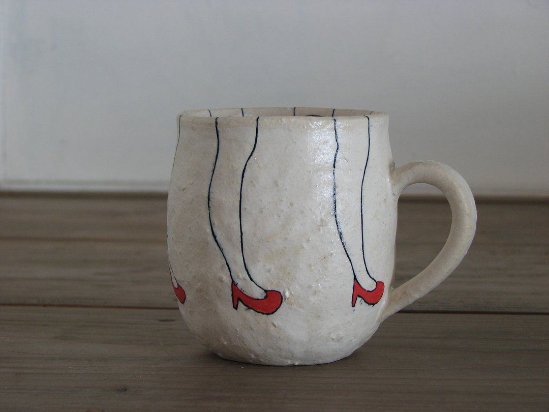 Red series coffee cup - 咖啡杯/马克杯 - 陶 白色