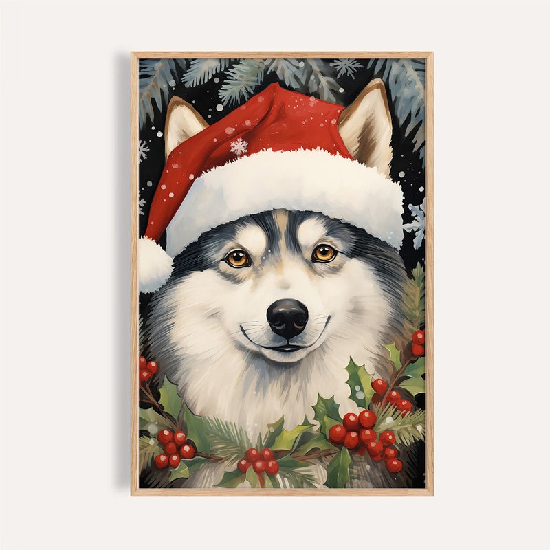 耶诞动物风格 / 圣诞雪狼 节庆挂画 海报 无框画 - 海报/装饰画/版画 - 纸 