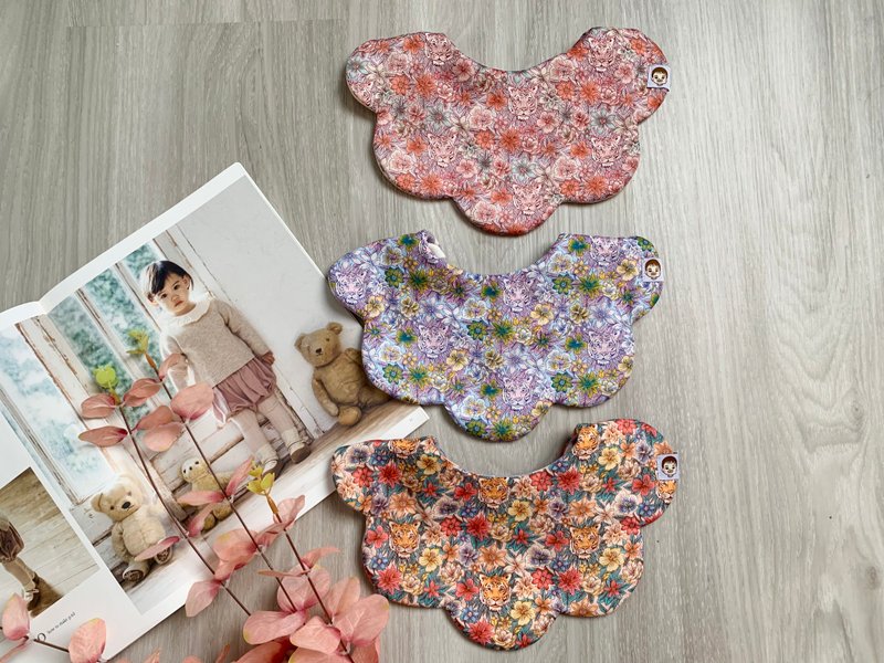 奢华花虎嘉年华 围兜兜 口水巾 三入弥月组 - 围嘴/口水巾 - 棉．麻 