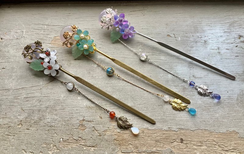 喵手作~玛瑙平安扣双面发簪/三色 - 发饰 - 其他材质 多色